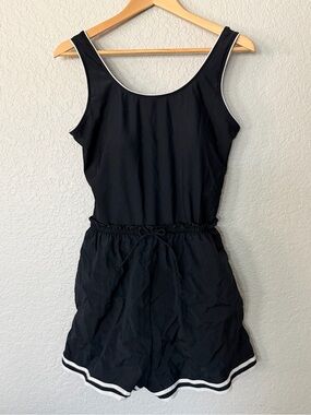 SWIM365 Black Swimwear one piece swimsuit built in shorts White Trim vintage